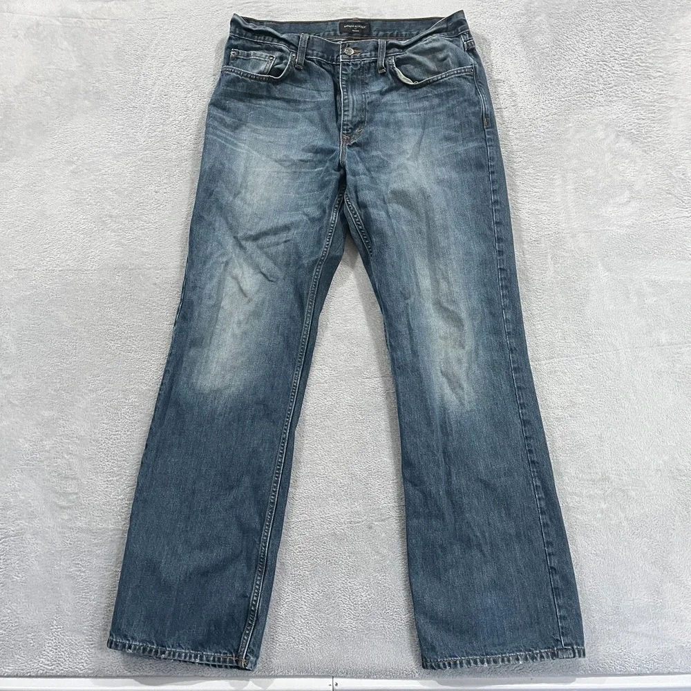 Banana Republic Men 35x34 (fit 34x33)‎ Relaxed Straight Jeans Blue Fade Western